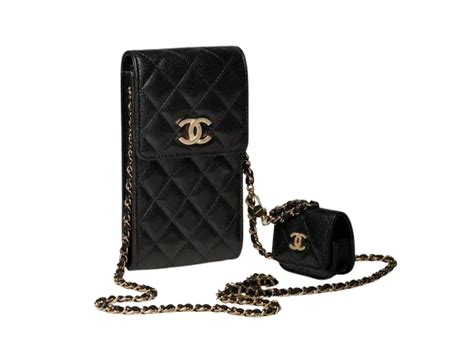 chanel phone holder clutch with chain|chanel clutch with chain black.